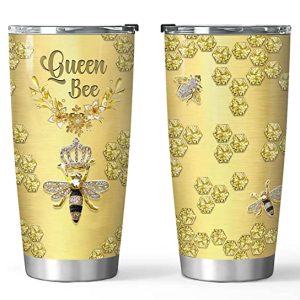 Stainless Steel Tumblers 20Oz – Queen Bee Tumbler With Lid, Double Wall Vacuum Thermos Insulated Travel Coffee Mug Gifts For Men & Women