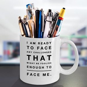 Dwight Schrute mug – I am ready to face any challenges that might be foolish enough to face me – Funny 11 oz coffee mug gift