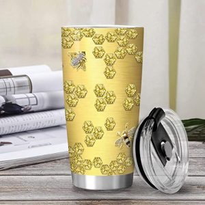 Stainless Steel Tumblers 20Oz – Queen Bee Tumbler With Lid, Double Wall Vacuum Thermos Insulated Travel Coffee Mug Gifts For Men & Women