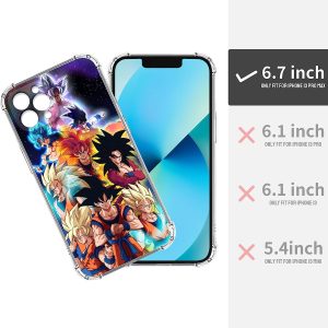 Anime Dragon with Ball Case for iPhone 13 Pro Max, Tempered Glass Case for iPhone 13 Pro Max DBZ Son Goku Cover, Anime DBZ Phone Case for iPhone 13 Pro Max