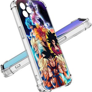 Anime Dragon with Ball Case for iPhone 13 Pro Max, Tempered Glass Case for iPhone 13 Pro Max DBZ Son Goku Cover, Anime DBZ Phone Case for iPhone 13 Pro Max