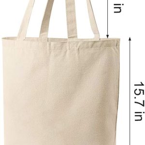 Canvas Tote Bags,2 Pcs Tote Bags Multi-Purpose Reusable Blank Canvas Bags Use For Grocery Bags,Shopping Bags,DIY Gift Bags