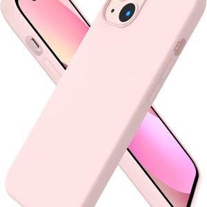 Compatible with iPhone 13 Case 6.1, Slim Liquid Silicone 3 Layers Full Covered Soft Gel Rubber Case Cover 6.1 inch-Chalk Pink