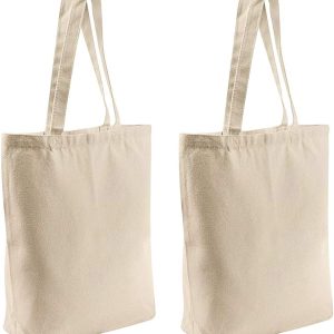 Canvas Tote Bags,2 Pcs Tote Bags Multi-Purpose Reusable Blank Canvas Bags Use For Grocery Bags,Shopping Bags,DIY Gift Bags