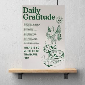 Vintage Green Inspirational Quotes Daily Gratitude Posters for Room Aesthetic Cute Sunflower Butterfly Food Canvas Wall Art Painting Retro Wall Decor Pictures for Kitchen Dining Room 12x16in Unframed…