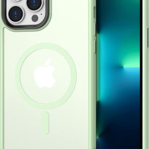 Magnetic Case for iPhone 13 Pro 6.1 inch-Compatible with MagSafe & Magnetic Car Phone Mount,TPU Thin Phone Cases Cover Protective Shockproof Anti-Fingerprint(Light Green)