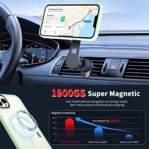 Magnetic Case for iPhone 13 Pro 6.1 inch-Compatible with MagSafe & Magnetic Car Phone Mount,TPU Thin Phone Cases Cover Protective Shockproof Anti-Fingerprint(Light Green)