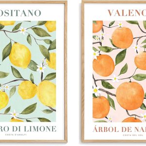 Poster Store Citrus Fruits Set 20×28 – Orange and Lemon Poster Prints for Room, FSC-Certified Wall Art Decor (Set of 2)