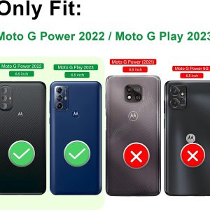 Moto G Power 2022 Case/Moto G Play 2023 Case, Moto G Power 2022 Case with HD Screen Protector, Heavy Duty Shockproof Phone Cover with Magnetic Kickstand Ring for Motorola G Power 2022, Black