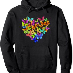 Colorful Cute Butterfly Heart – Butterflies Pullover Hoodie