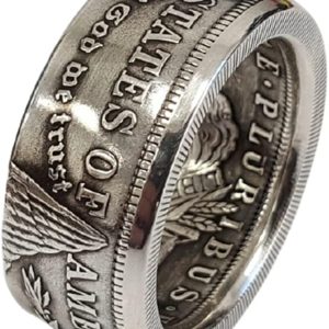 suiwoyoujooact Coin Ring Handcraft Rings US Morgan Coin Ring 90% Silver Coin Ring