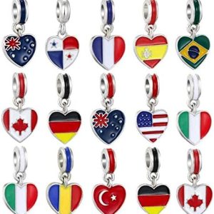 14 Countries National Flag ES/FR/USA/UK/CA/GER/JP/BR/IT Hanging Bead Charms for Bracelets Necklace DIY Jewelry Accessory – (Color: Spain)