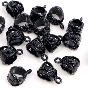 20pcs 13x8x8mm Beads Bails Pendants Jewelry Making Plated Gold Black Beads Bails Pendants Charm Beads Bails (Color : Black)