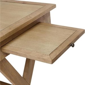 Lightweight Walnut Wood Desk, 1 Drawer, 2 Pull-Out Trays, Stylish, Modern Design, Compact Size Ideal for Studying and Working in Small Offices